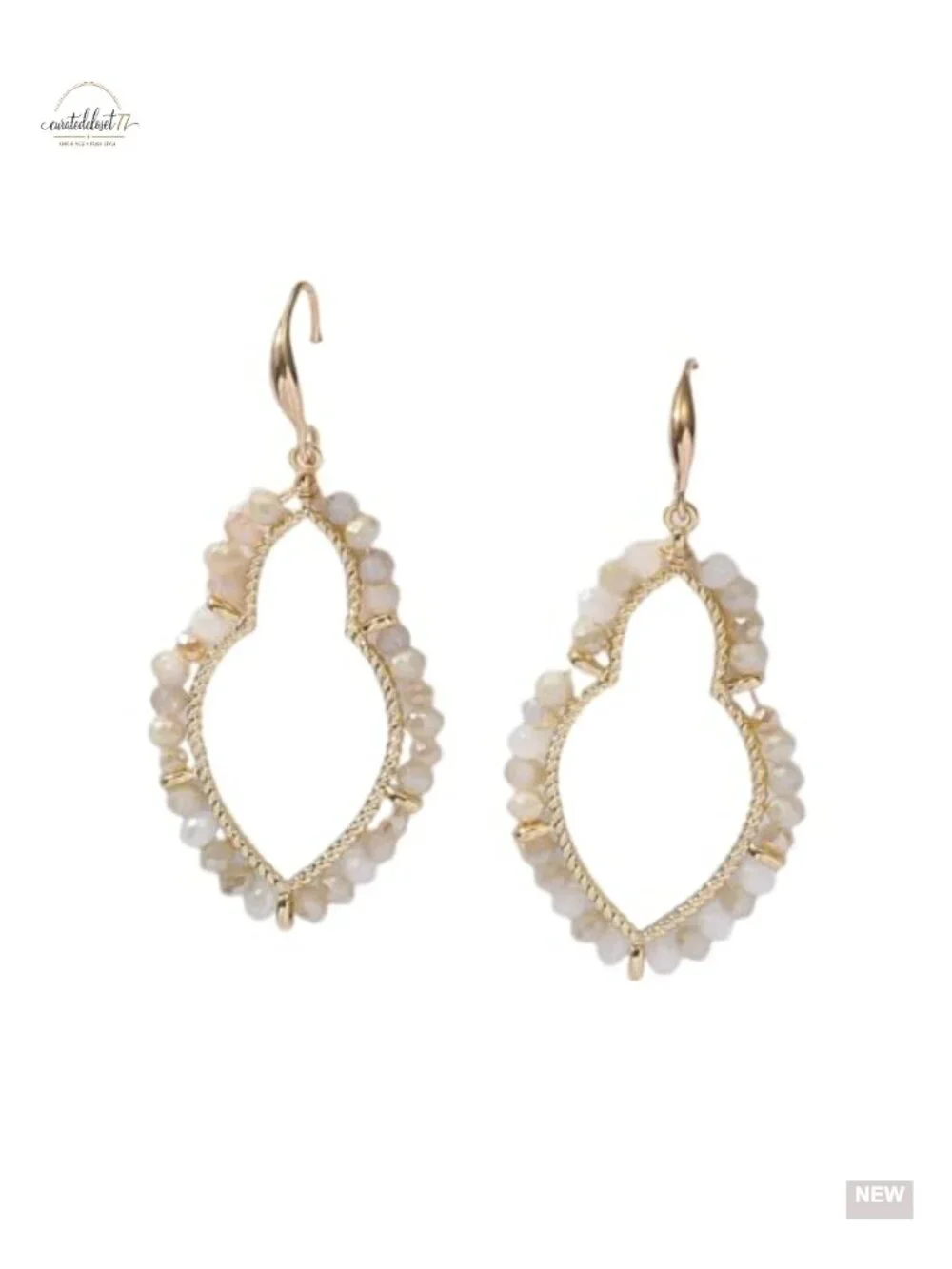 Boho Beaded Geometric Dangle Earrings Round Crystal Hollow Hoop Statement